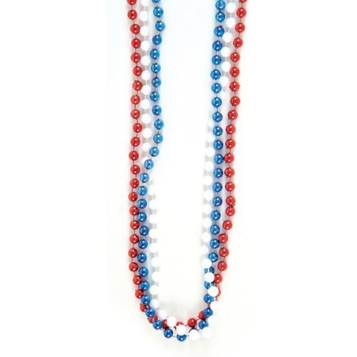12 Red, White and Blue Bead Necklaces 80cm Plastic Beads New 4th of July, Patriotic Party Favours