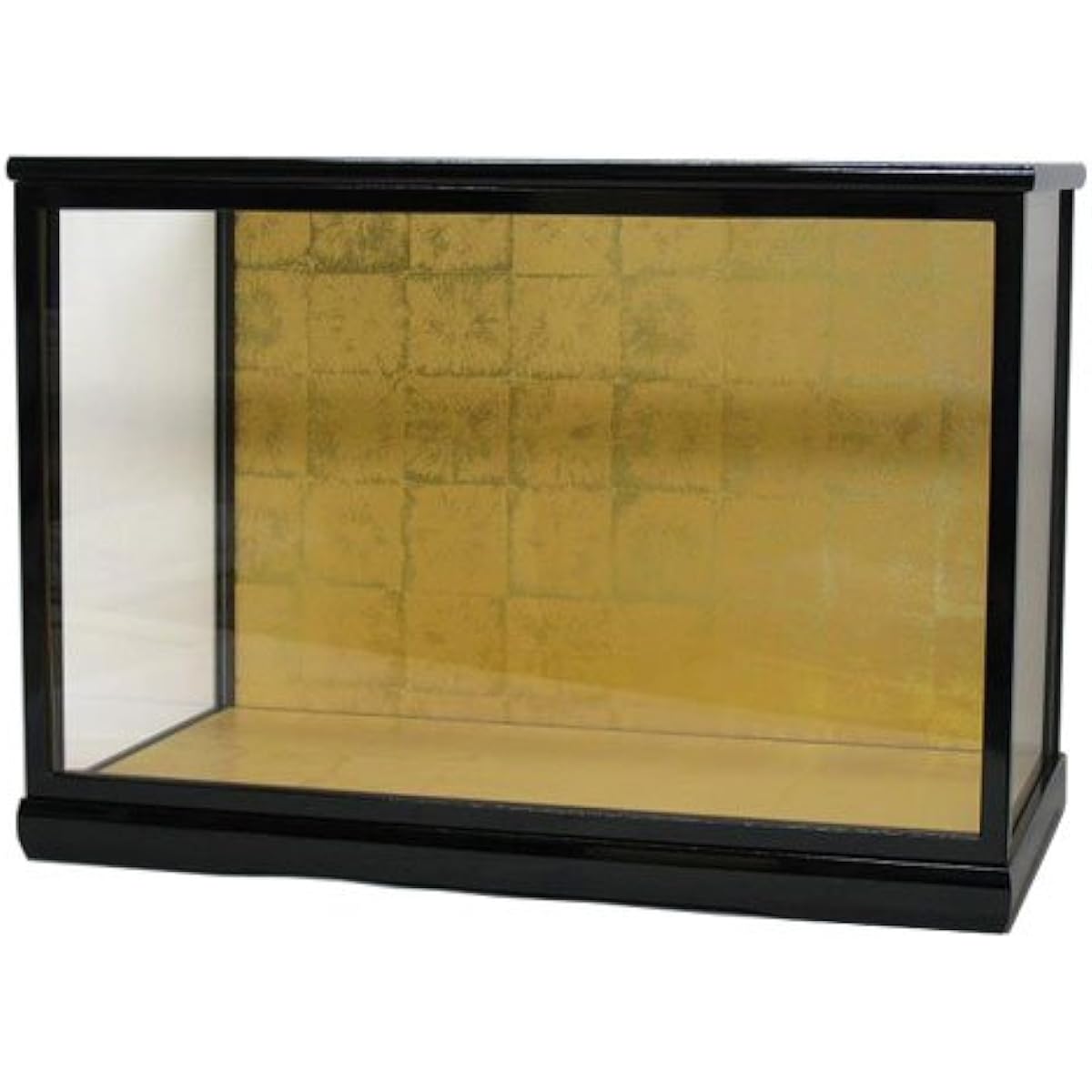Kyoju doll case, width 50 x depth 27 x height 40 cm (inside dimensions), glass case, wooden, with door, black mulberry paint, Takasago doll, wood grain doll