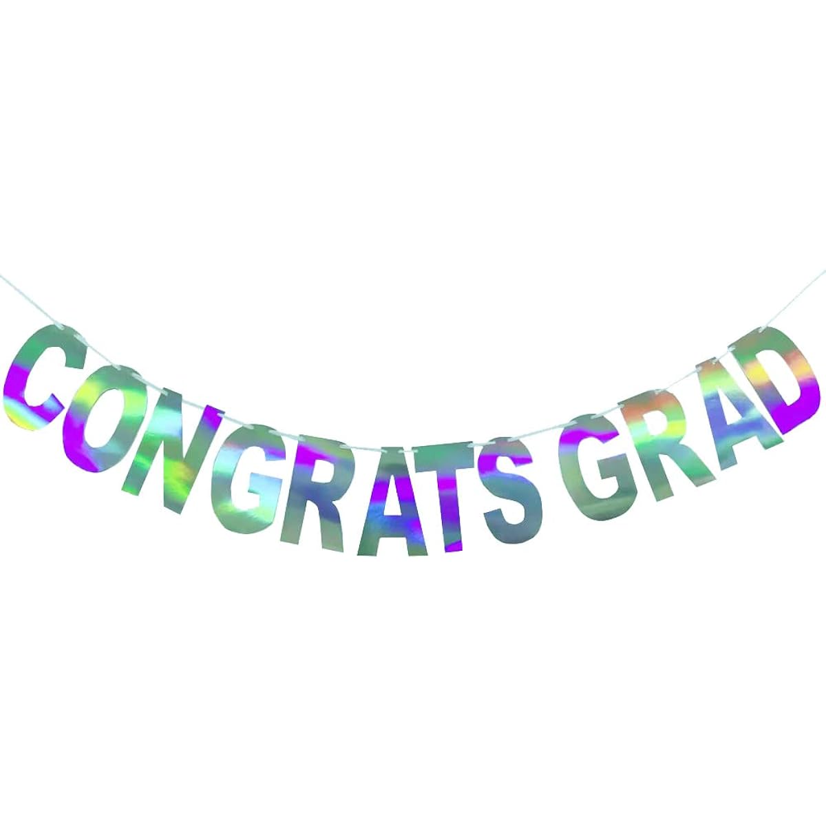Holographic Congrats Grad Banner Decoration Sign Iridescent Hanging Flag String Flag Garland Graduation Party Decoration