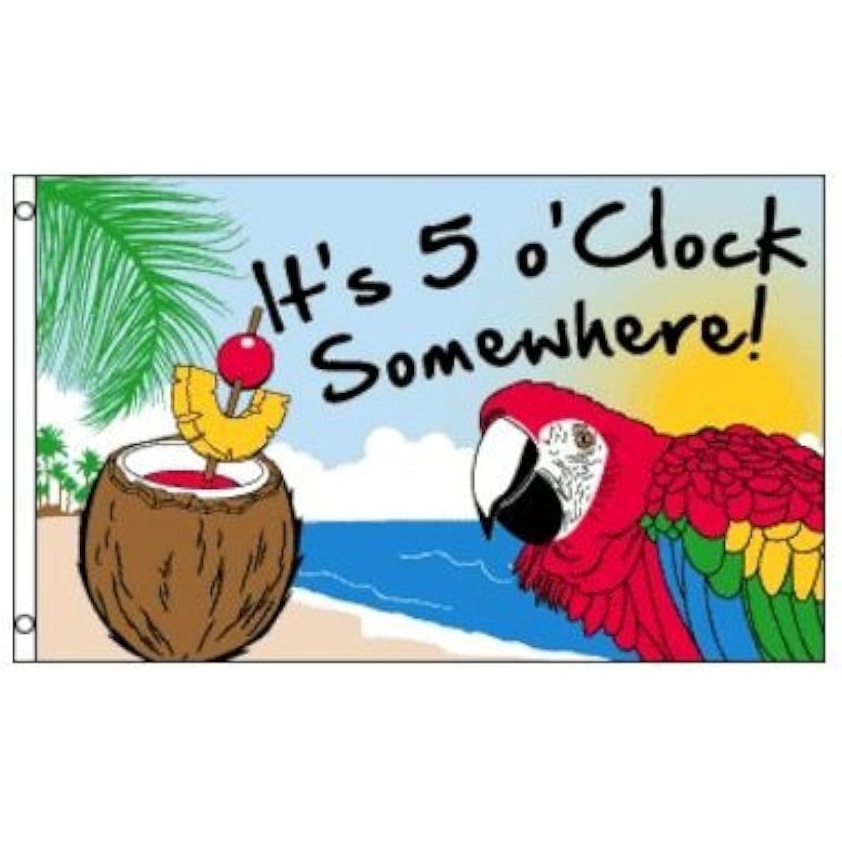It's 5 o' Clock Somewhere Flag Party Banner Bar Sign Happy Hour Pennant 2 x 3ft