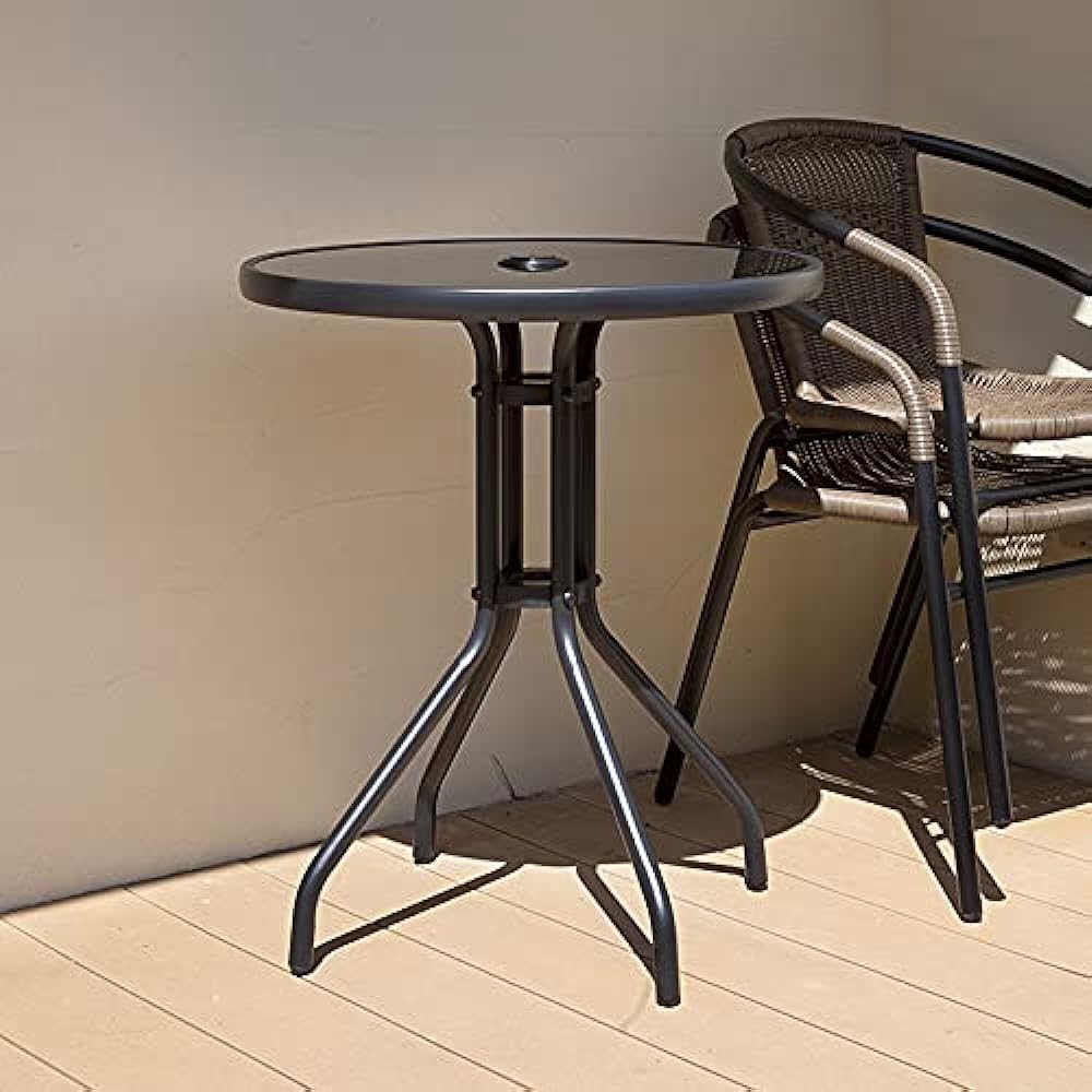 Takasho Garden Table Cafe Table Steel/Glass IGF Balcony Outdoor IGF-07T