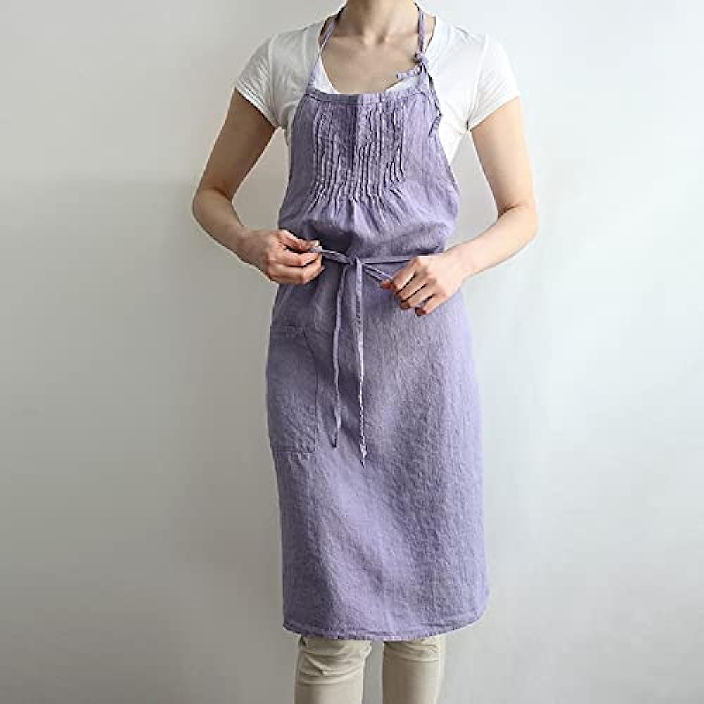 Lino e Lina Full Apron Sabine Old Lilac Apron Cute Simple Natural Apron Linen
