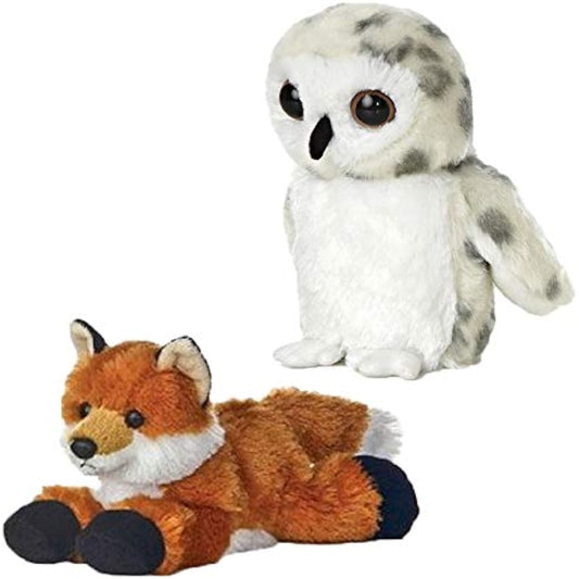 Aurora Flopsy Mini Bundle with Snowy Owl and Foxy the Fox - Set of 2 - 8" (Owl/Foxy)