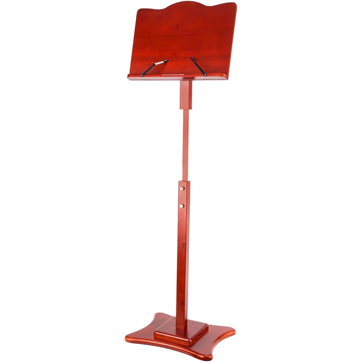 Miwayer Bamboo Conductor Music Stand Traditional Wooden Music Stand Matte Red Height Adjustable (Pure Bamboo Music Stand)