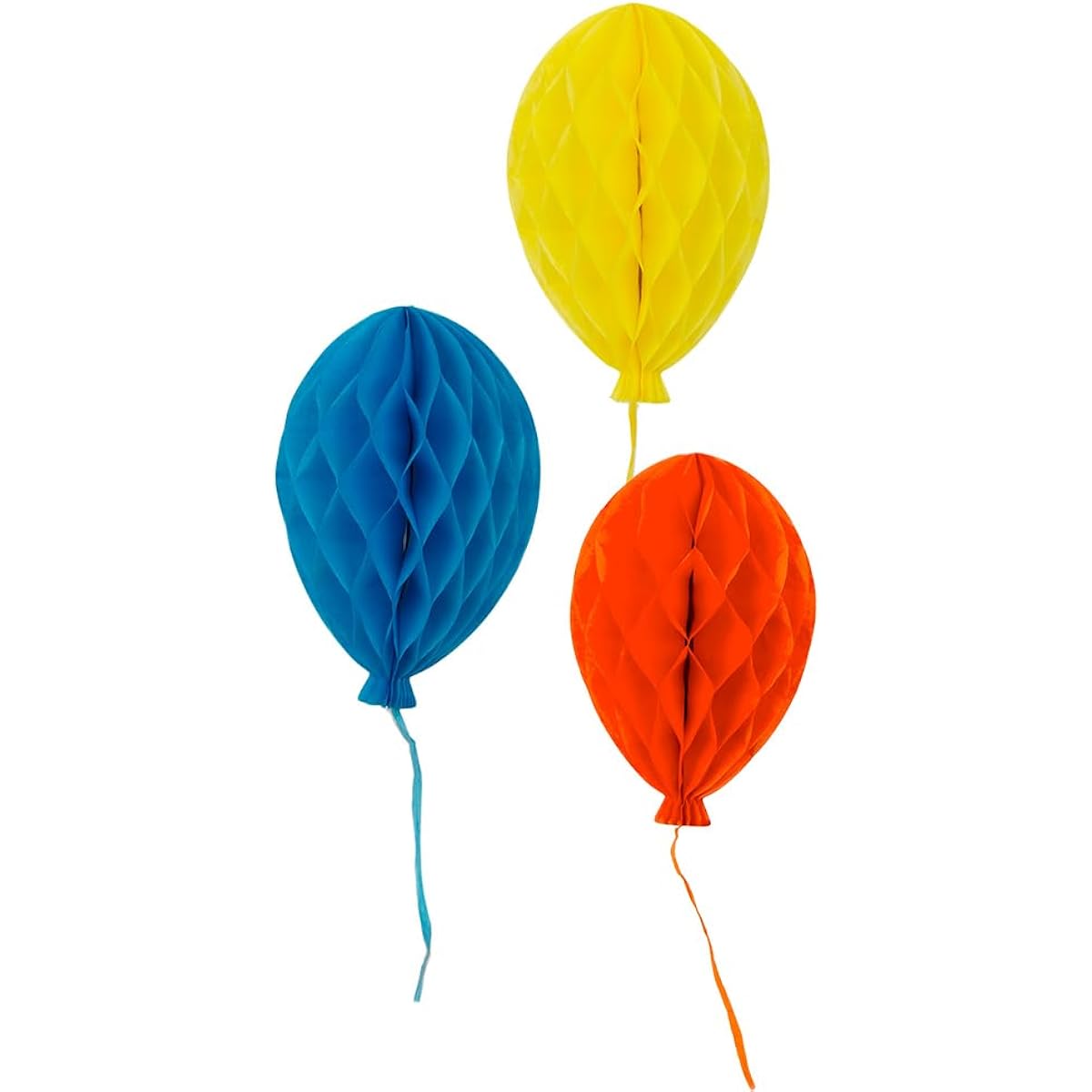 Talking Tables Paper Honeycomb Birthday Balloons - Hanging Party Decorations Blue Yellow Orange Unisex Reusable Set of 3
