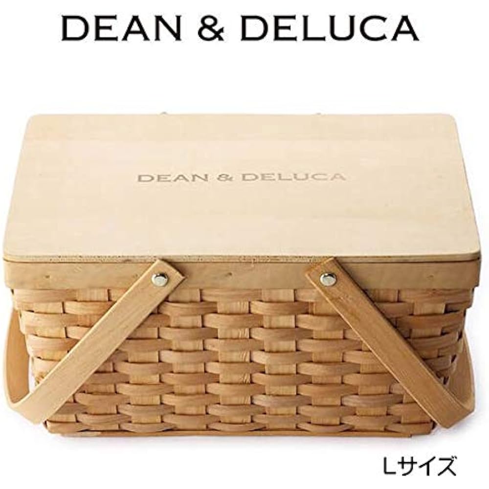 (Dean & Deluca) DEAN&DELUCA Basket with Lid L Basket Bag Natural Bag Dean & Deluca Beige Big Large Storage Picnic Lunch Sports Day Park Natural Material Bag Bag Basket Bag Shop Bag Included