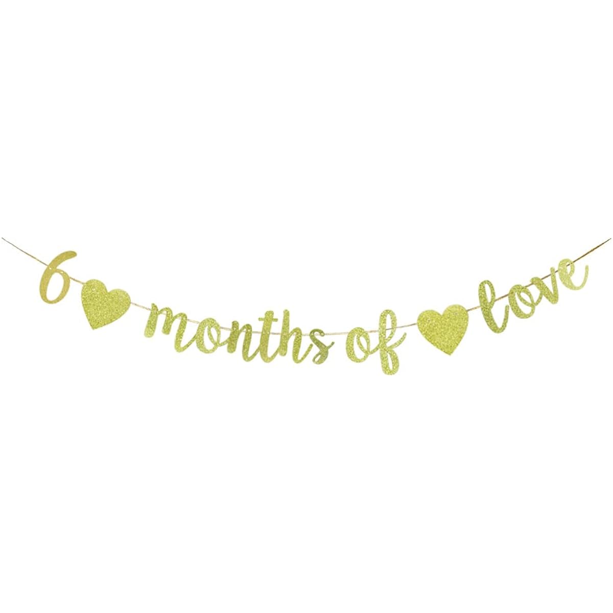 TENNYCHAOR 6 Months of Love Banner, Half to One Banner, Happy 6 Months Half Birthday Decorations Backdrop for Boy/Girl (Glitter)