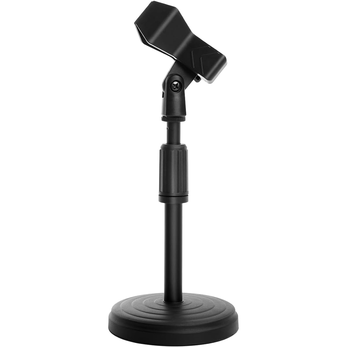Desk Microphone Stand - Upgraded Adjustable Table Microphone Stand with Mic Clip Fits Microphones up to 1.7" Diameter - Height 9.6" to 13.9"