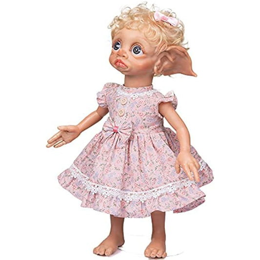 Anano Reborn Elf Doll 17 Inch Elf Baby Reborn Baby Doll Reborn Fairy Elf Doll Halloween Toy Elf Reborn Baby Doll Newborn Baby Elf Lifelike Fairy (Pink Cotton Body)