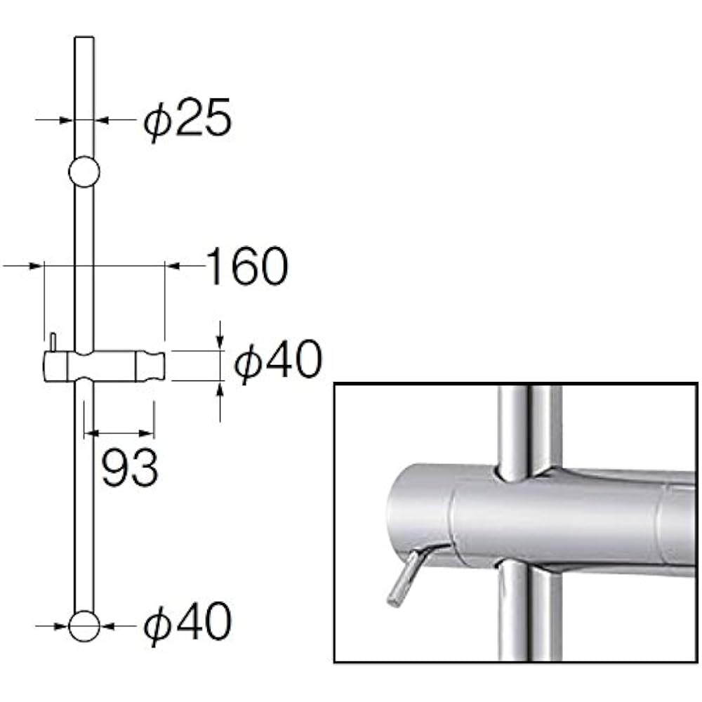 SANEI slide bar lever type 780mm