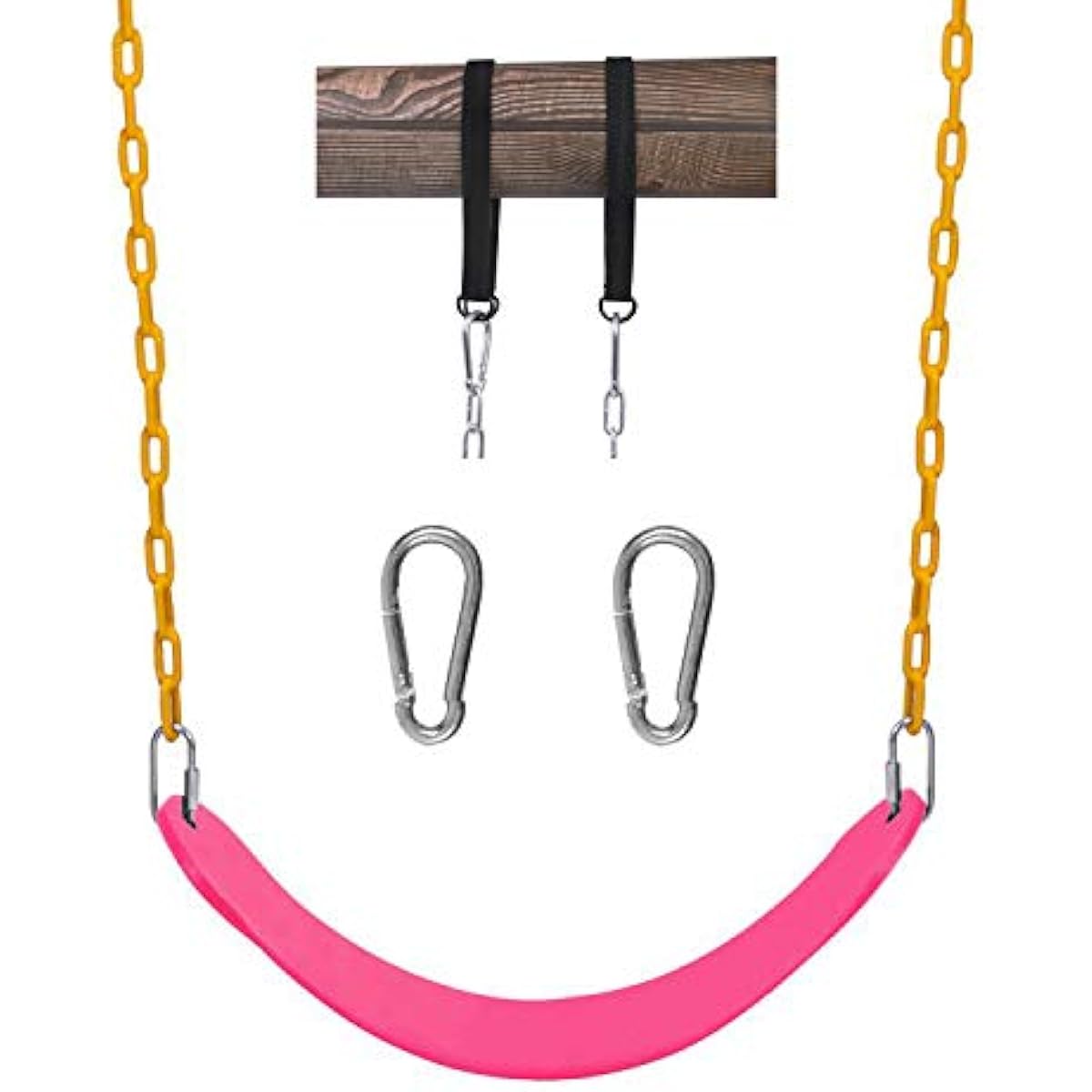 Sunnyglade Swing Seat Heavy Duty 66" Chain Playground Swing Set Accessory Replacement Snap Hooks with Hanging Straps 440 lbs