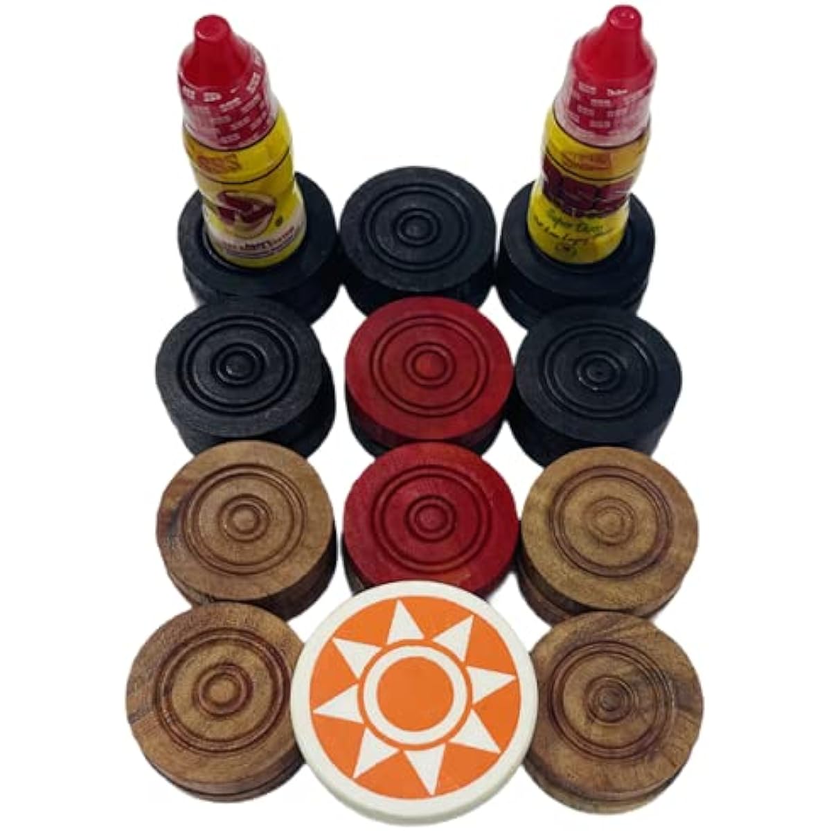 Pam Herbals Wooden Carom Coin Set (24 Coins + 1 Striker + 2 Disco Pro Carom Smootheners)