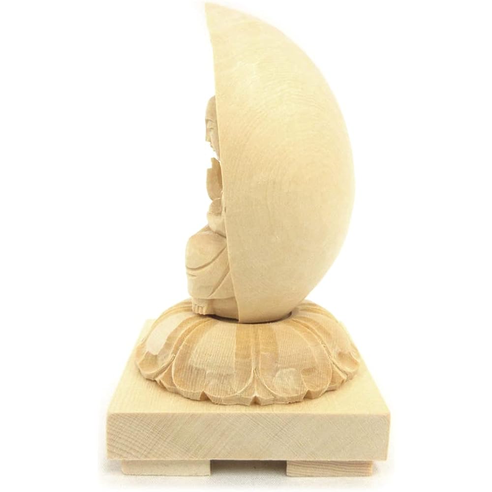 Kurita's special Buddha statue [Bodhisattva] Jizo in the womb (total height 10cm, width 6.5cm, depth 6cm) High quality wood carving made of cypress wood, square base 9451