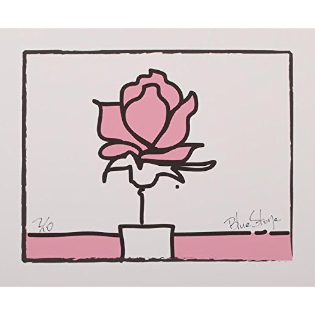 Blue Stone "POP Rose 2 PINK" Rose Painting Flower Pop Art Print Giclee Framed