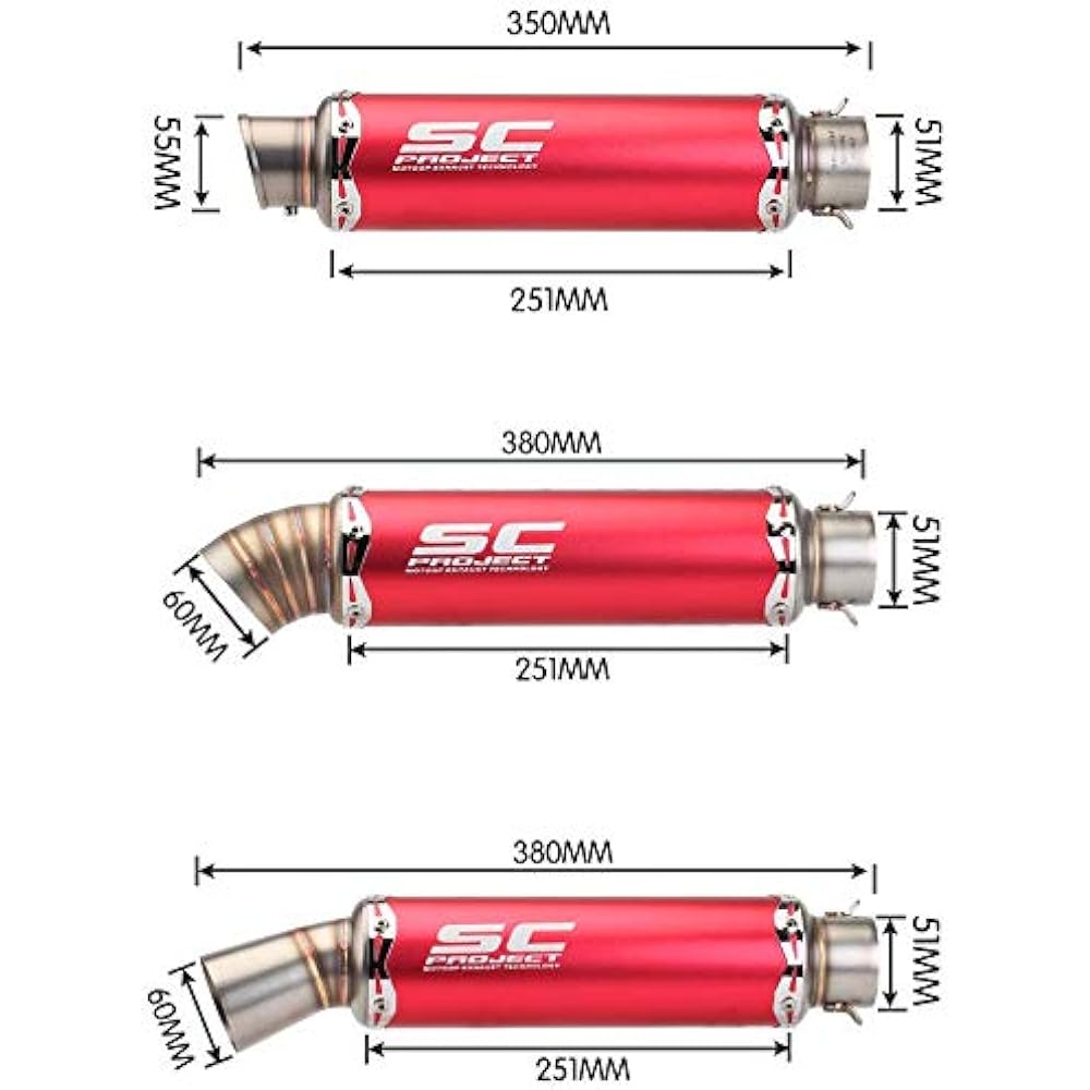 Motorcycle Silencer Slip-on Muffler 38mm 50.8mm General Purpose Motorcycle Total Length 38CM