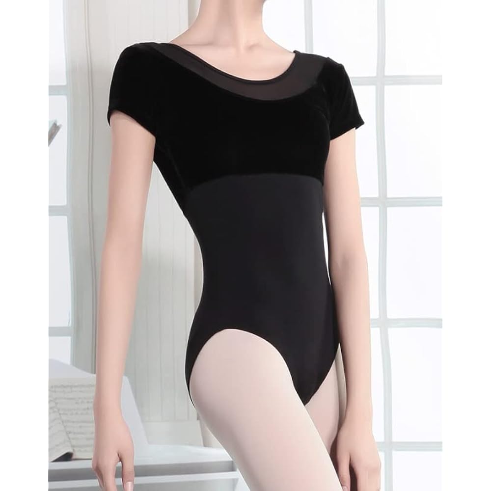 ProDance PLHA022B Velor Short Sleeve Leotard Ballet Simple Cute