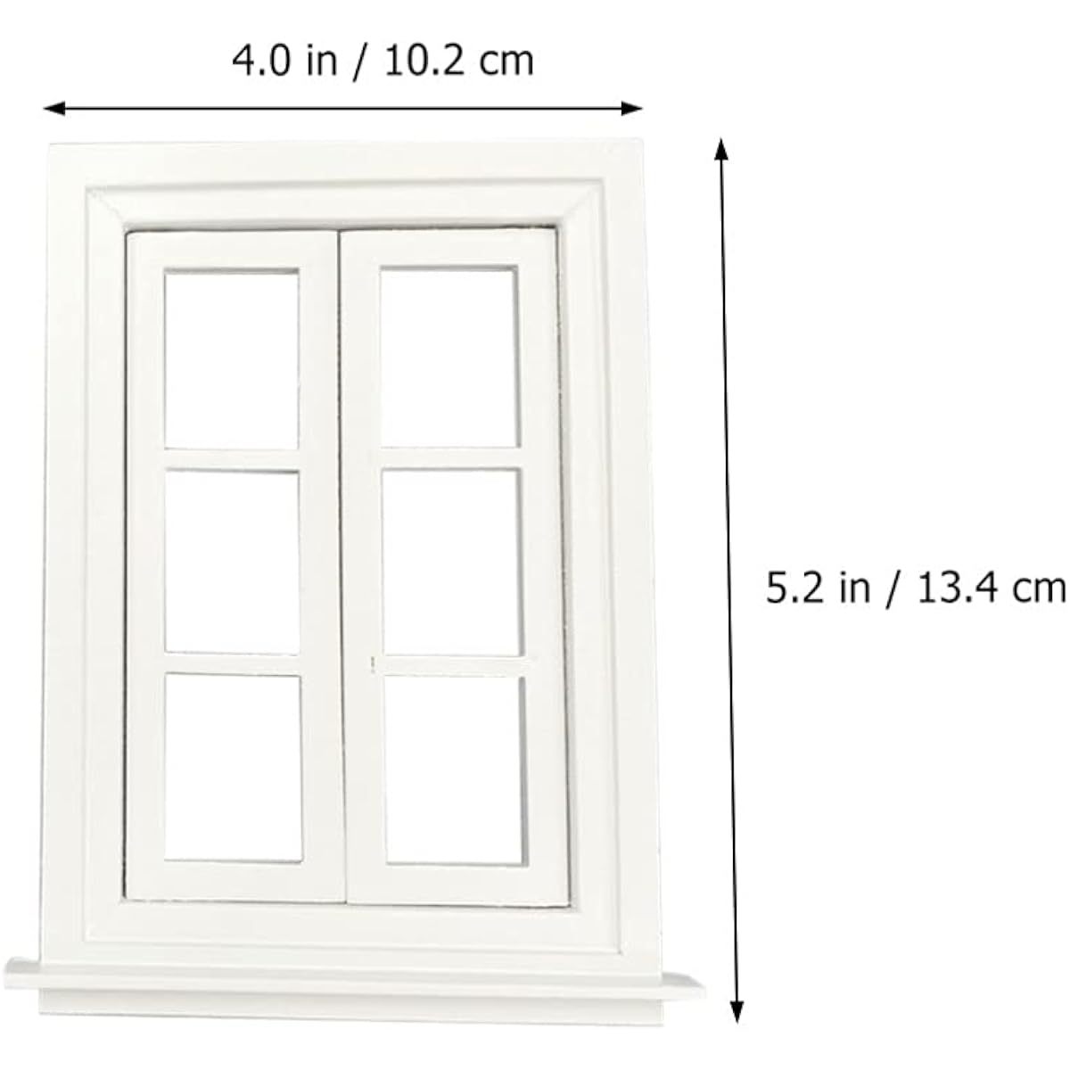 Amosfun Dollhouse White Victorian Window Frame Miniature 6 Grids DIY Building Windows Door Model 13.4x10.2x1.8cm