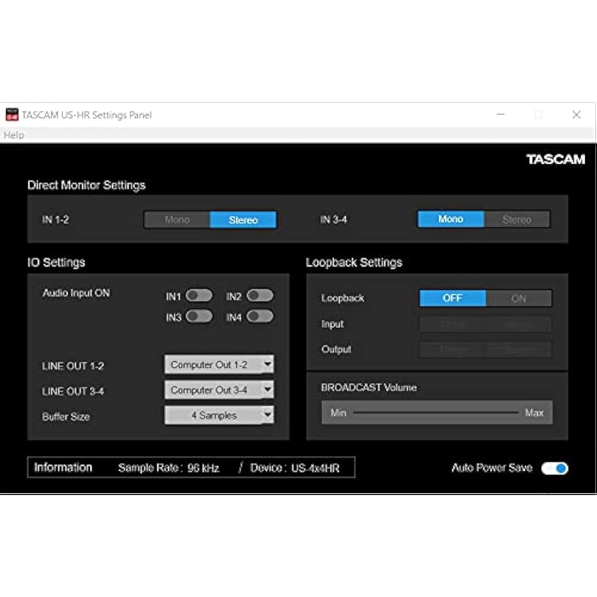 TASCAM US-4X4HR 4Mic, 4IN/4OUT 24bit/192kHz High Resolution USB Audio/MIDI Interface Youtube Music Production Live Streaming DTM