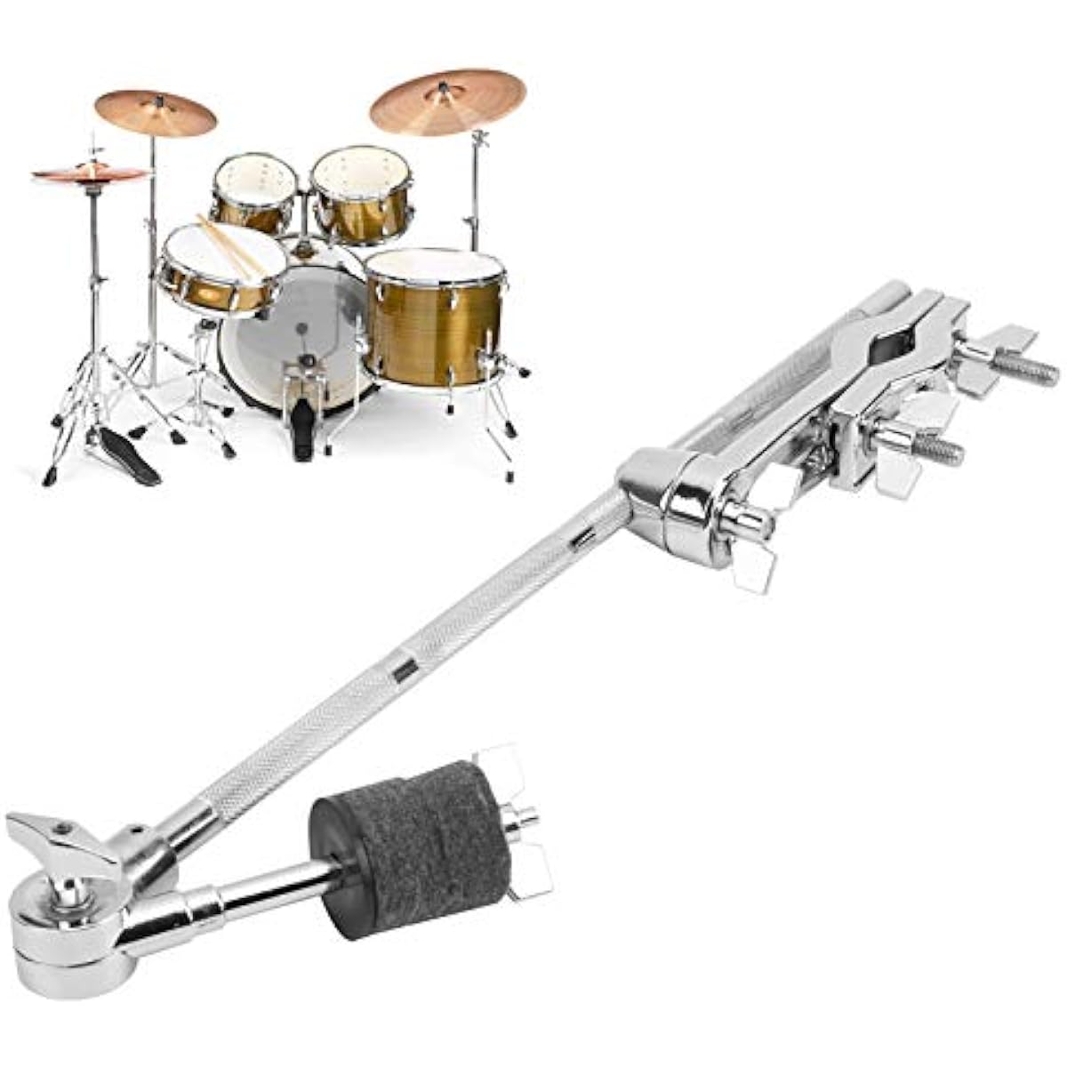 Drum Kit Extension Clamp Metal Felt Pad Heavy Duty Cymbal Holder Removable and Adjustable Drum Clamp for Percussion Instruments