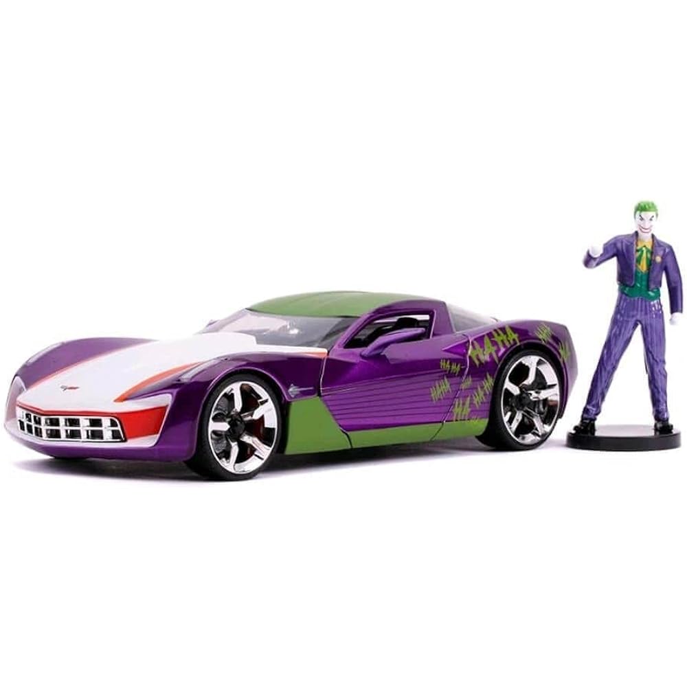 JADA TOYS Mini Car 1/24 Size HWR DC Bombshells 2009 Corvette Stingray Concept W/Joker