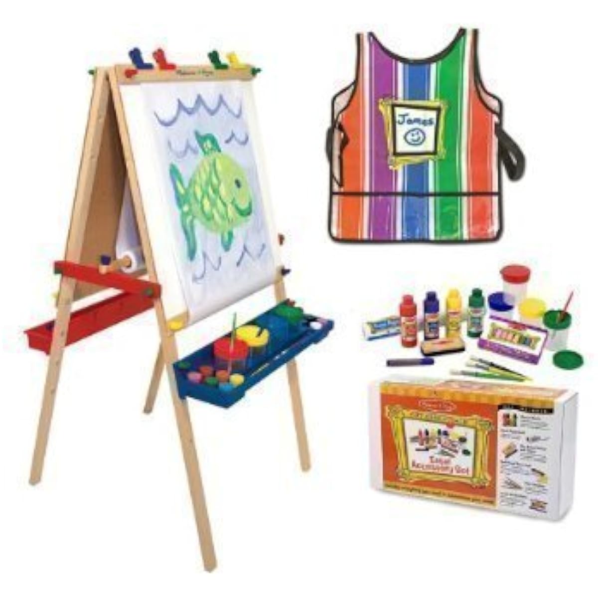 Melissa and Doug Easel and Paint Accessories SND Smock Bundle