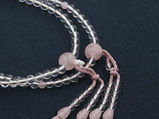 Kyoto Butsudan Hayashi Prayer Beads, Shingon Sect, 0 Shaku Crystal, Red Quartz (Rose Quartz) (For Women), Formal, Official [Bead Bag Set] SW-031 Kyoto Prayer Beads