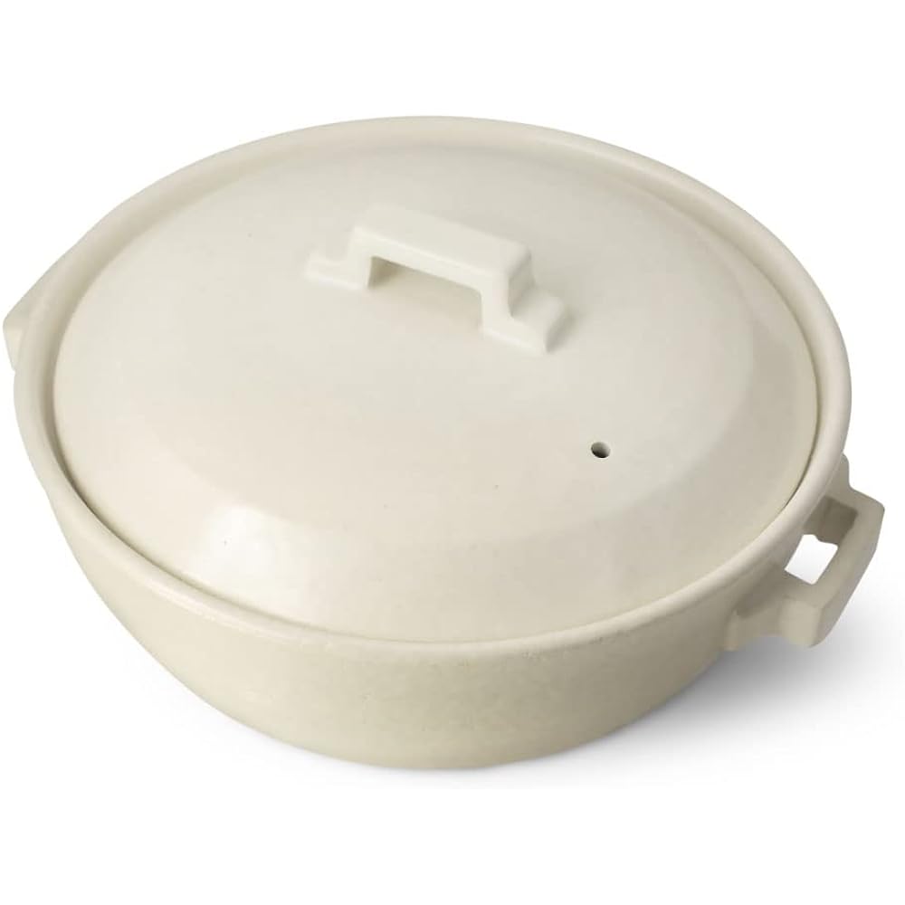 &NE Banko-yaki earthenware pot, made in Japan Haretoke Banko-yaki pottery, heat-resistant pottery, Japanese traditional, IH compatible, open fire, Japanese, Western, stylish, simple, modern, present, gift, stew, warm, winter, pot, white, black, white NMT