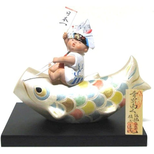[Made in Japan] Japanese-style interior Fukuoka traditional crafts Boys' Festival May dolls Japanese traditional crafts Hakata dolls Susumu Ueki Blue sky high