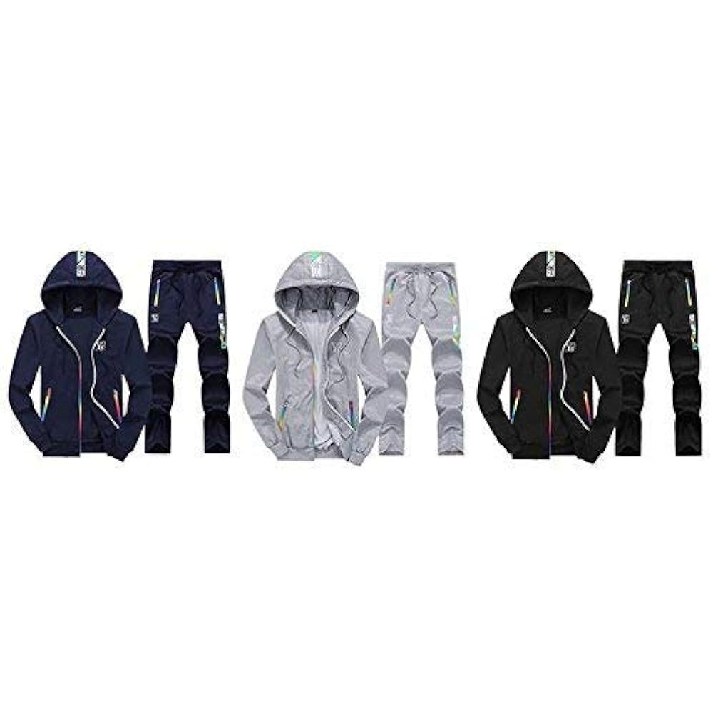 [aspersio] Men's Long Sleeve Sweatshirt Hoodie 2 Piece Set with Hood
