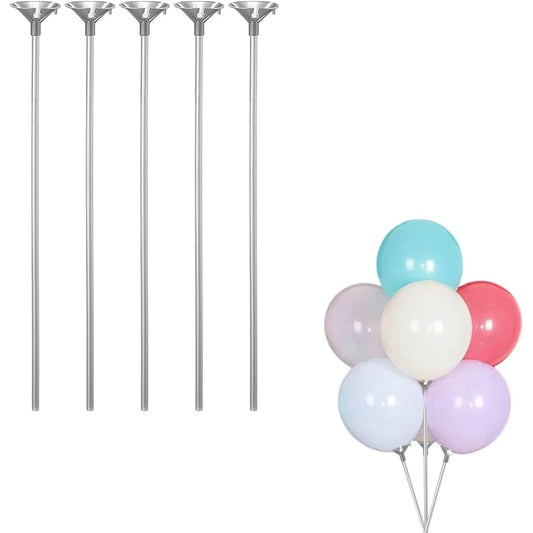 100pcs Plastic Balloon Stick Holder with Balloon Cup 16inch Birthday Wedding Anniversary Festival Party Decoration Silver 16inch 100pcs