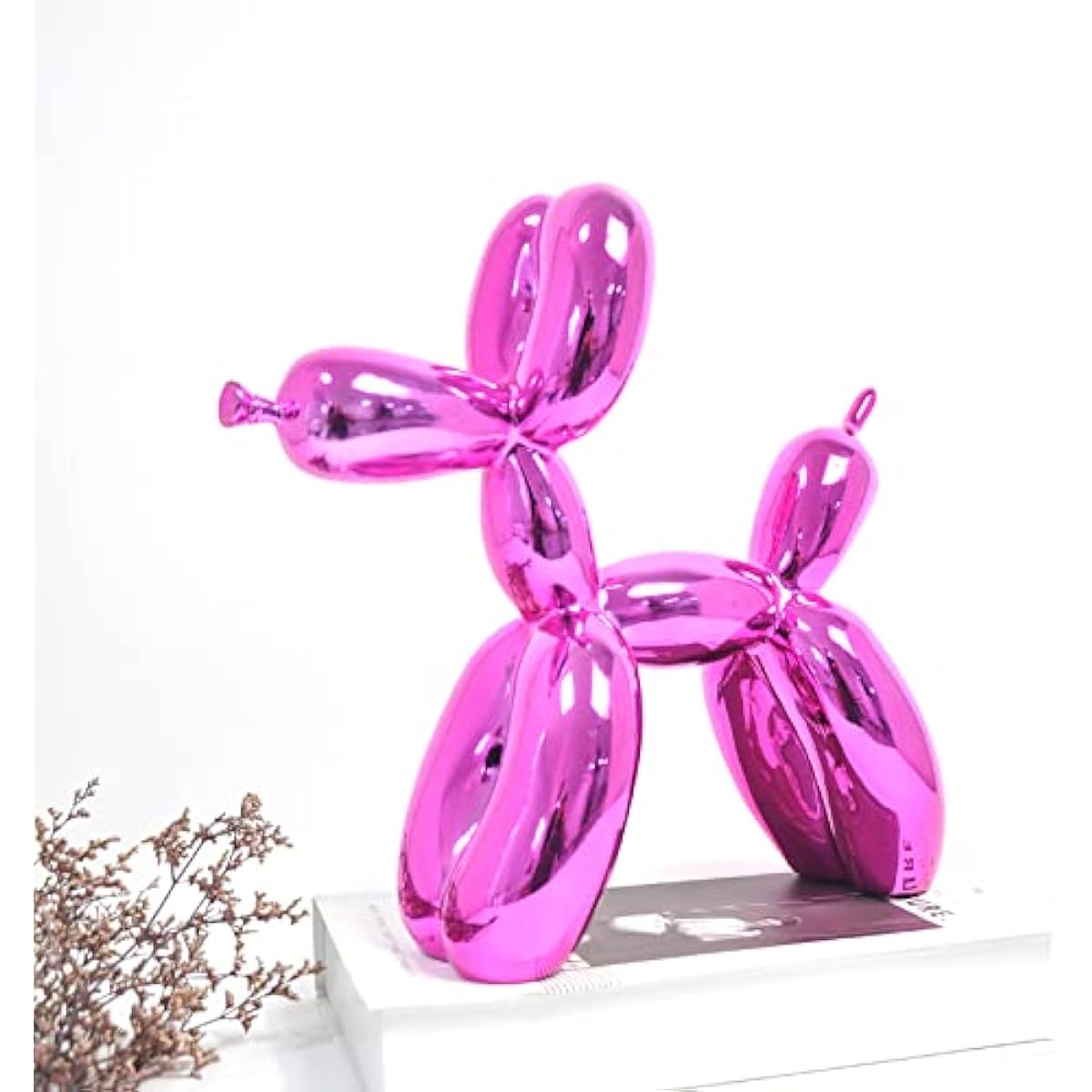Standing Shiny Balloon Dog Metallic Finish Sculpture Animal Collectible Figurine Fashion Art Resin Craft Living Room Ornament Modern Desktop Decoration Home Decor (9.8"H x 3.5"L x 9.8"H, Purple)