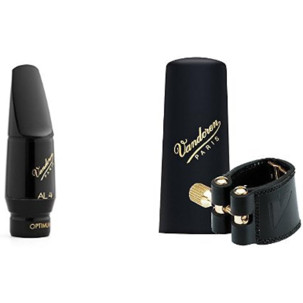 Vandoren Alto Saxophone Mouthpiece "Optimum AL4" & Ligature "Leather" Plastic Cap Set