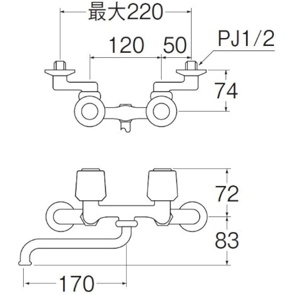 SANEI kitchen two-valve mixer faucet with wall CK111-13
