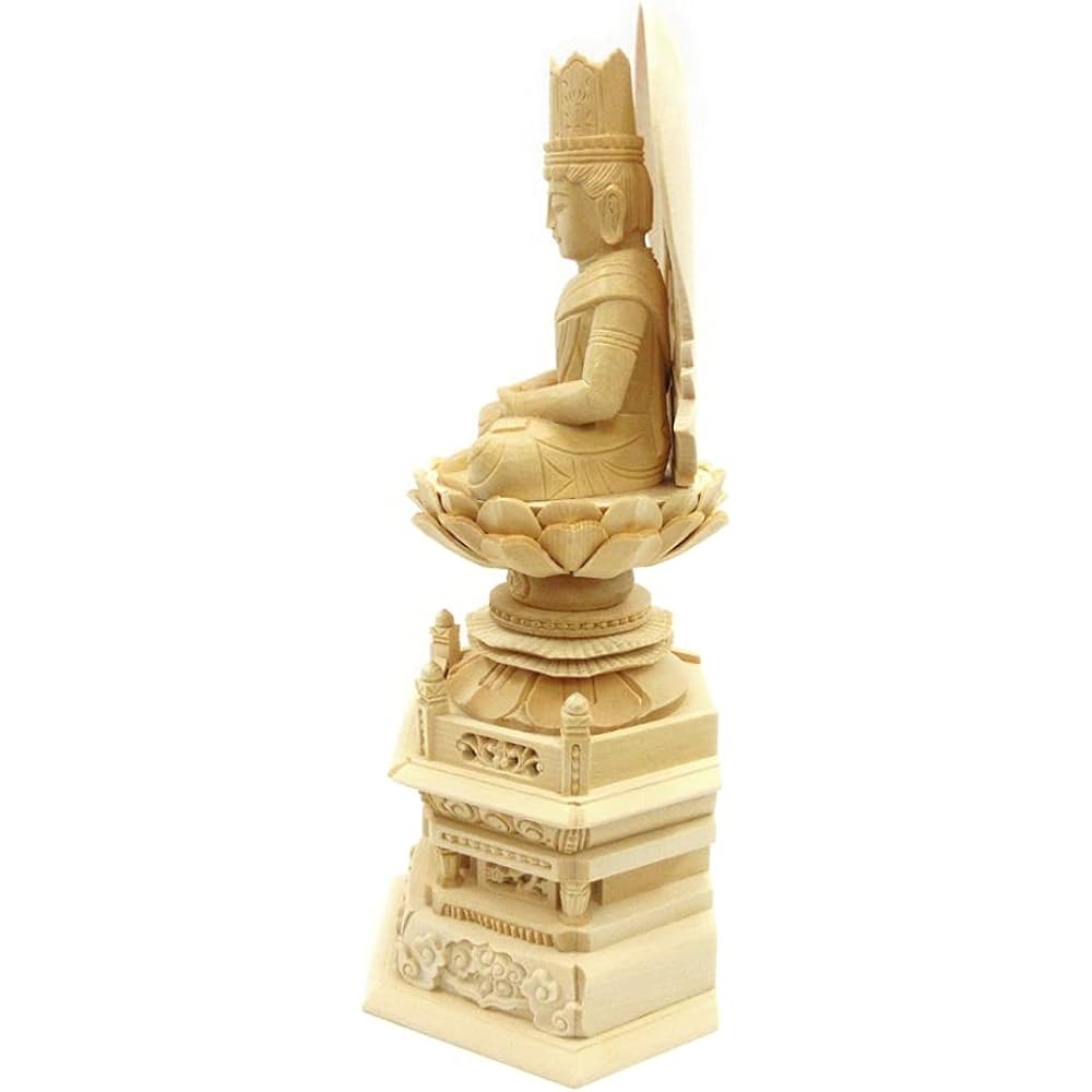 Kurita's special Buddha statue [Tathagata] (Womb World) Dainichi Nyorai seated statue 2.5 dimensions (total height 27.5 cm, width 13.5 cm, depth 10 cm) High quality wood carving made of Japanese cypress, sun halo hexagonal stand 5646