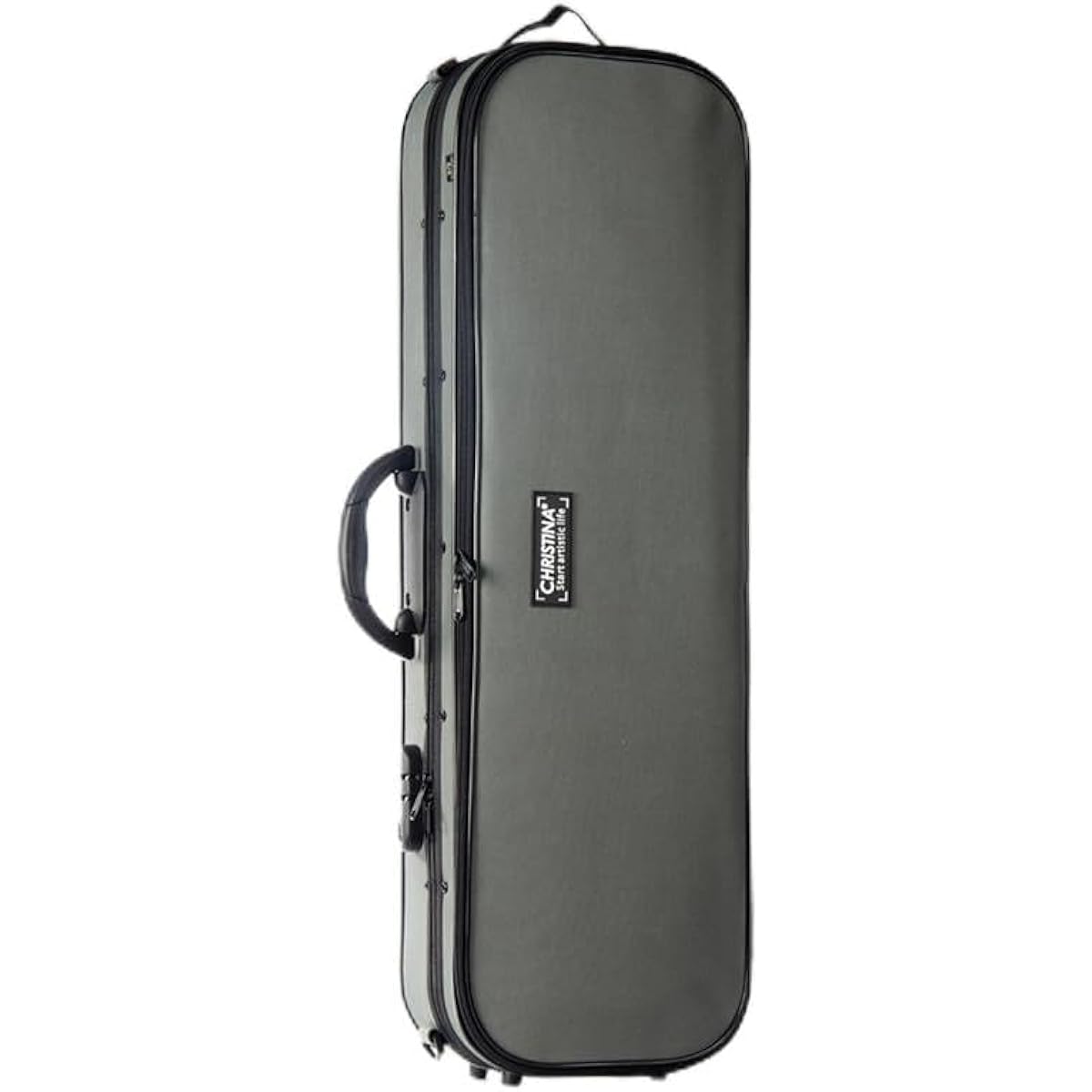 Christina 4/4 Full Size Violin Sleeve Rectangular Violin Canvas with Combination Lock Hygrometer Built-in, Ultra Lightweight Belt and Strap (BVC) (Gray)