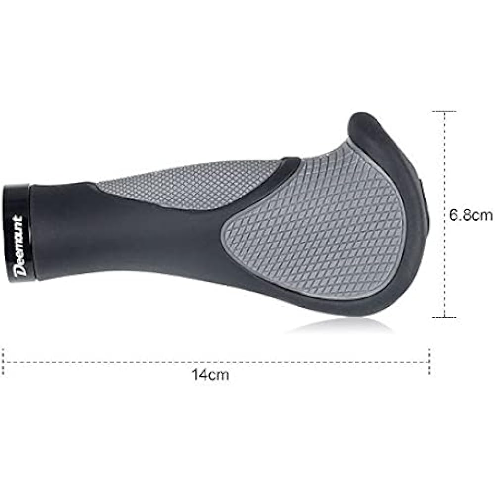 Deemount Bicycle Grip Ergo Grip Cross Bike Mountain Bike Easy to Grip Soft Rubber [Installation Tools Included]