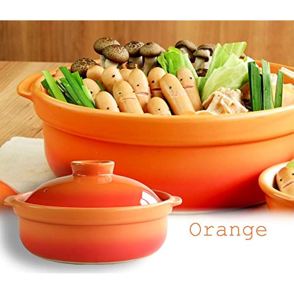 Mino Sarara Banquet Bake Earthen Pot No. 7 for 1 to 2 people Made in Japan Heat source color: Orange for open fire only