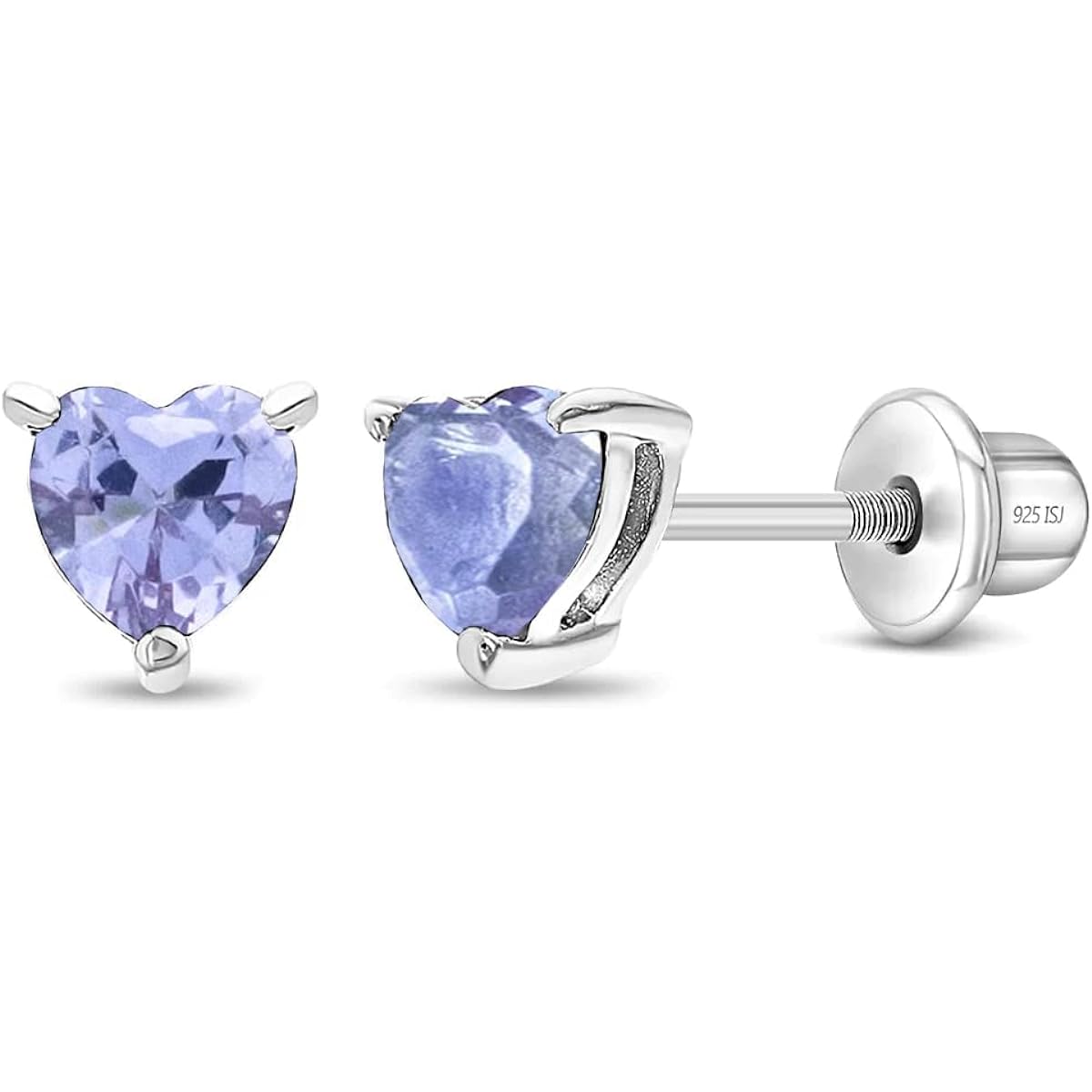 In Season Jewelry 925 Sterling Silver Heart Baby Earrings Screw Back Girls Toddler CZ