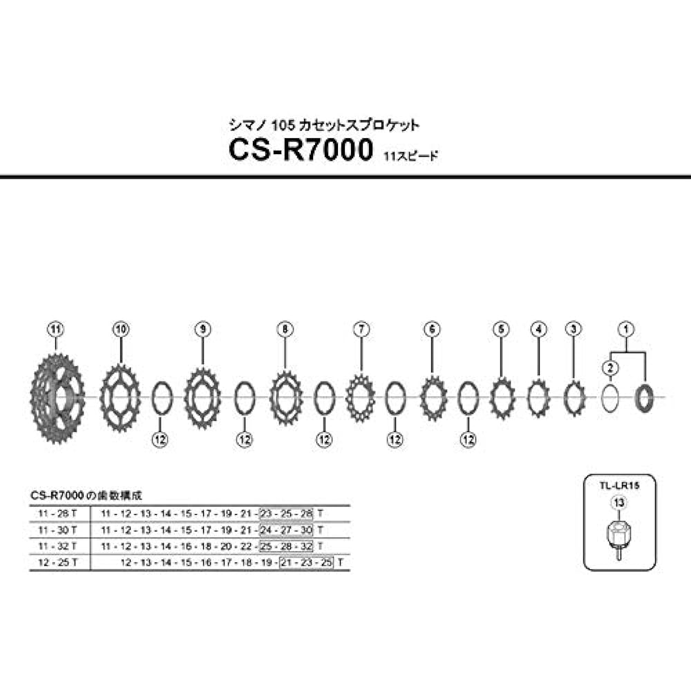 SHIMANO Repair Parts Gear Unit (25-28-32T) for 11-32T CS-R7000 Y1WW98040