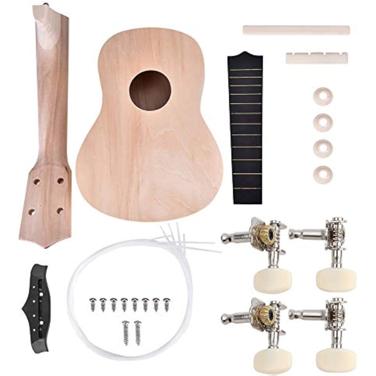 Eujgoov 21 Inch Basswood 4 String DIY Ukulele Make Your Own Ukulele Kit Wooden Ukulele Painting