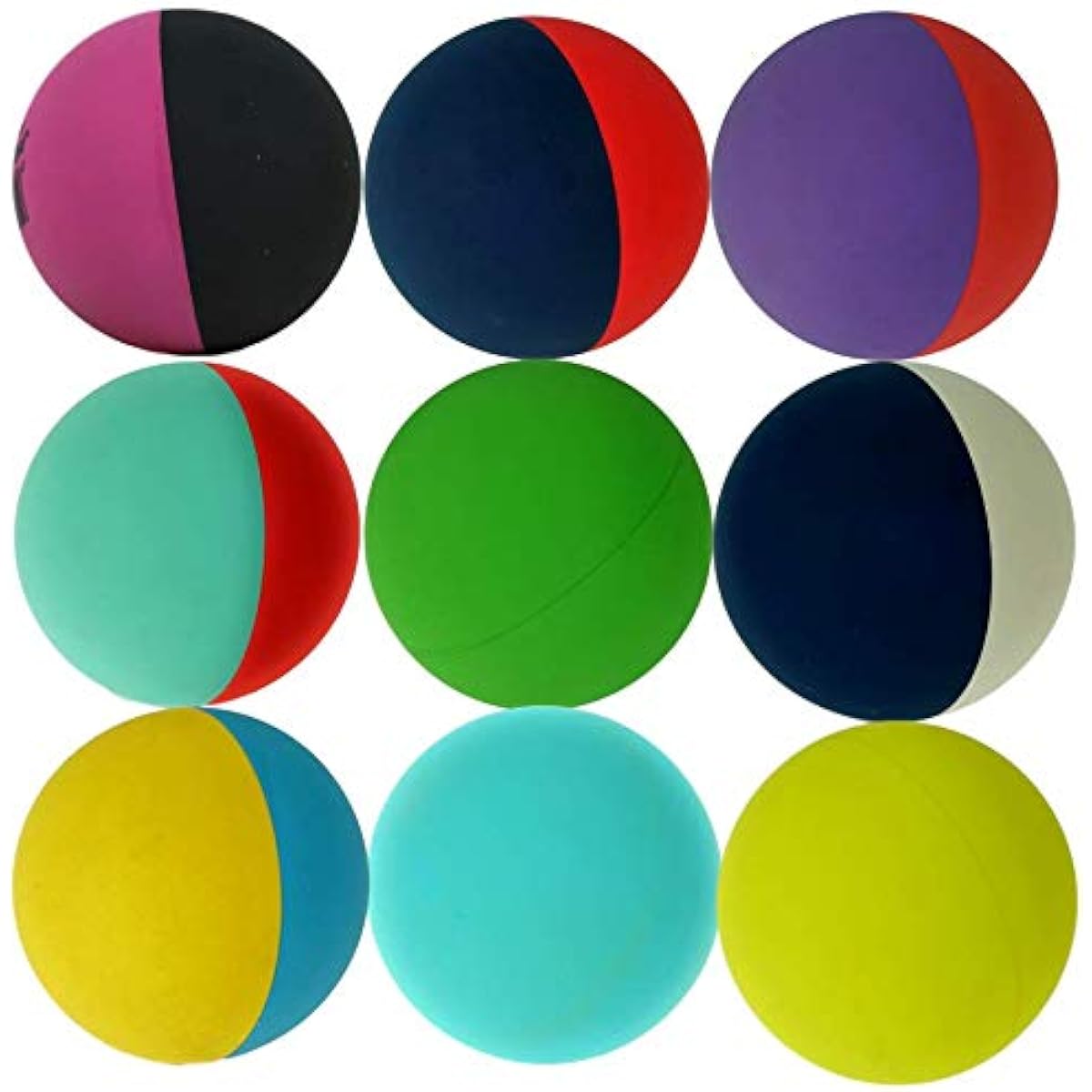 JA-RU Super Sky HI Bounce Balls, Dual Color Bouncing Balls 2.3 Inch (6 Units), Air-Filled High Bounce Like Racquetball Hollow Rubber Balls for Kids and Adults, Therapeutic Massage, Party Favors, 990-6p