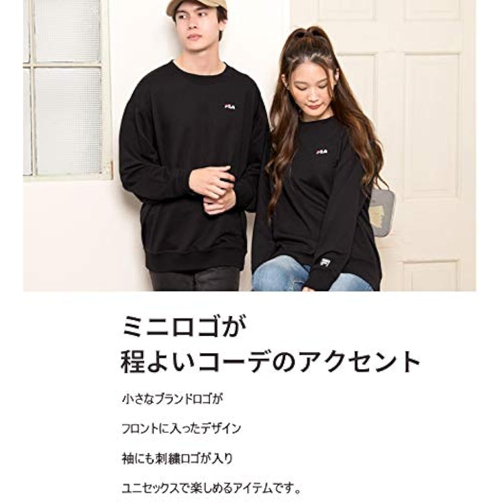 [Fila] Sweatshirt, Brushed Lining, Men's Sweatshirt, Crew Neck, Round Neck, Pullover, Long Sleeve, One Point, Logo Embroidery, Standard, Popular, Large Size, Loose, Room Wear, Tops, Korean, Spring, Autumn, Winter, Unisex FH7207