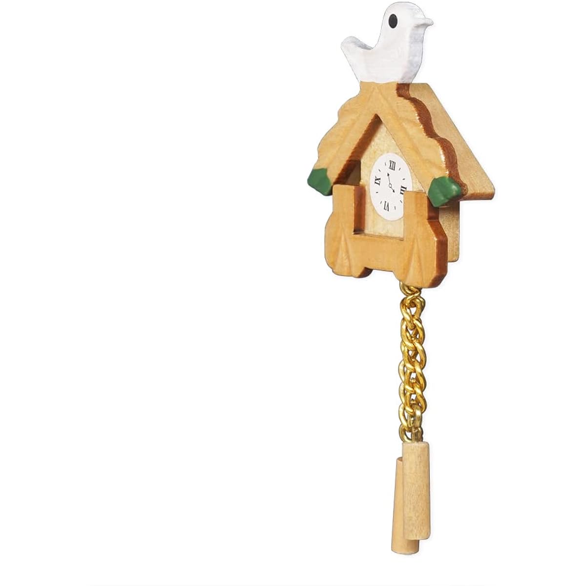 Odoria 1:12 Miniature Vintage Wall Hanging Clock Bird Sharp Wood Dollhouse Furniture Accessories