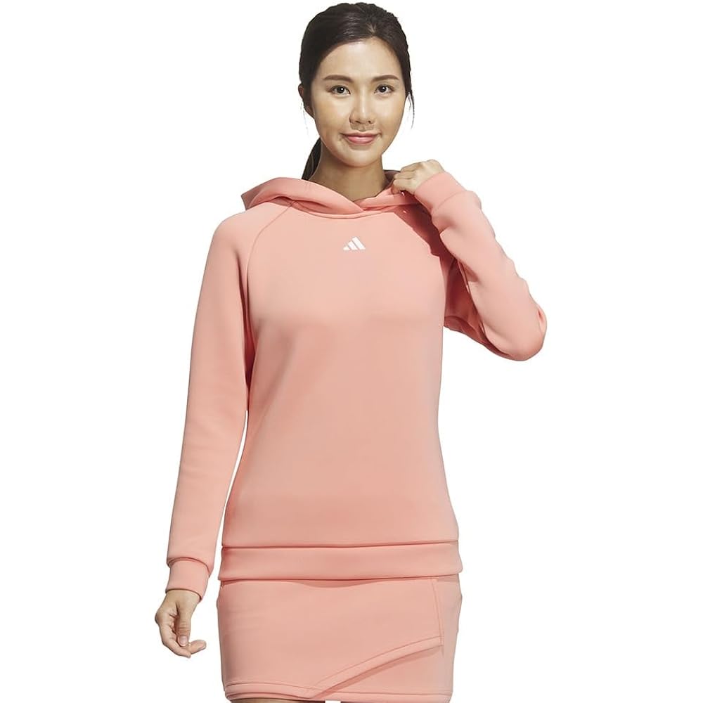 [Adidas Golf] Golf Hoodie, Embossed Print, Cardboard Knit, Long Sleeve Hoodie, Women's