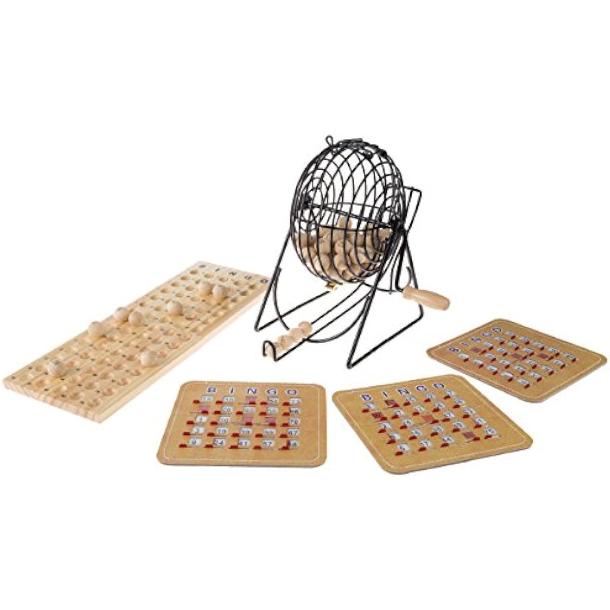 Deluxe Wooden Bingo Game Set - Includes 75 Wooden Balls, Wooden Master Board, and 8 Shutter Cards.