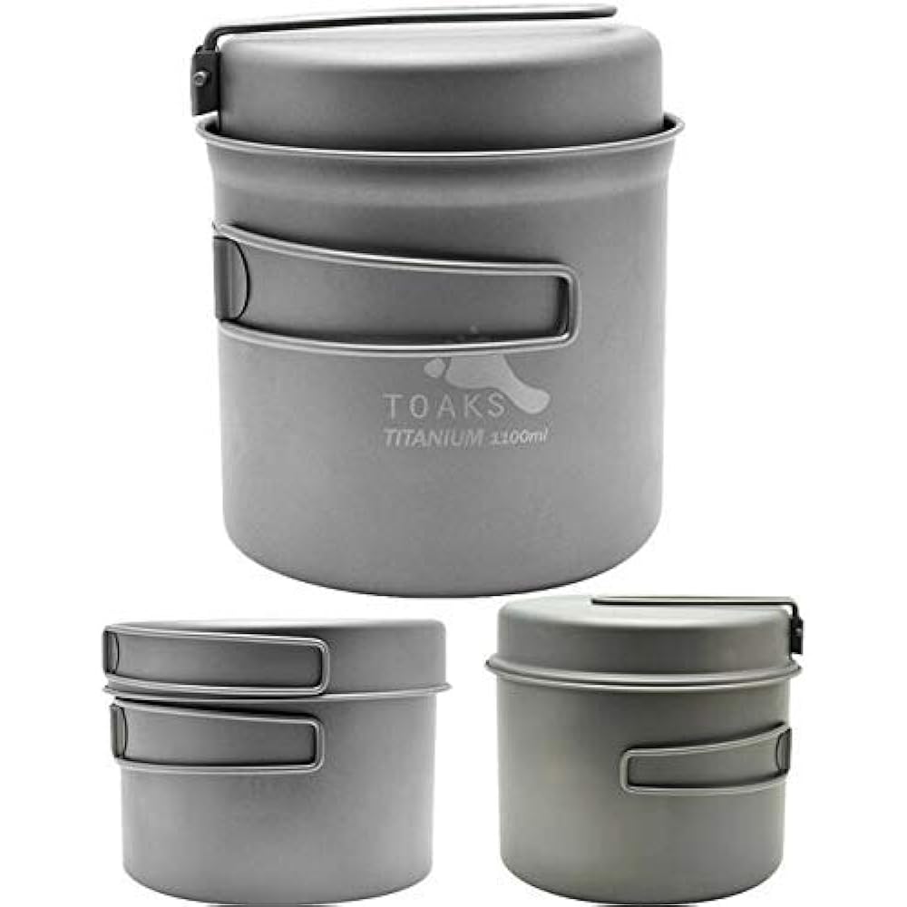 TOAKS Titanium Pot 1100ml with Bail Handle and Storage Bag POT-1100-BH [Genuine Japanese Product]
