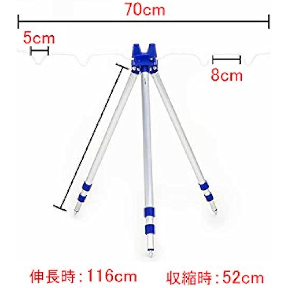 [Orld Fishing Gear] Throwing Fishing Aluminum Mini Tripod 3 Tiers Lightweight & Foldable Compact Function Silver Round Legs qb500029a03n0