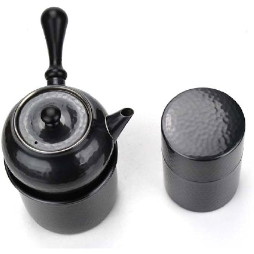 Shinkoukinzoku Teapot Set Black Copper Finish Teapot: (Capacity) 370ml, Kensui: (Capacity) 400ml, Tea Caddy: (Capacity) 150g Pure Copper Black Copper Finish Teapot, Kensui, Tea Canister, Tea Winner Set BC-123