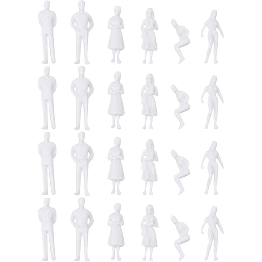 50pcs Painted People Figures Plastic Lifelike Models White Miniature Figures People Scale Models