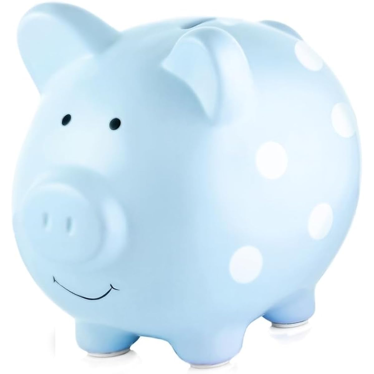 Pearhead Ceramic Piggy Bank, Blue Polka Dot by Pearhead